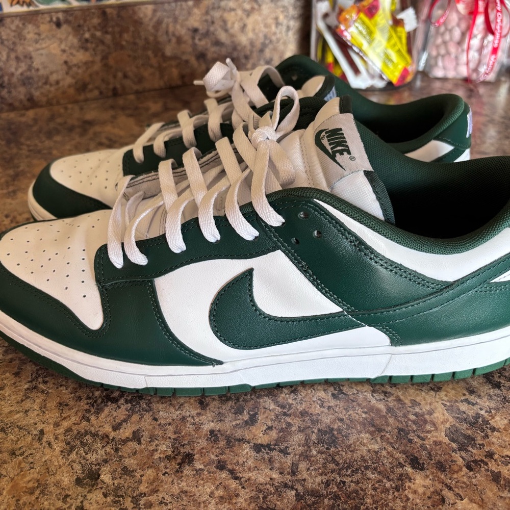 Nike Green and White Sneakers with Bold Design